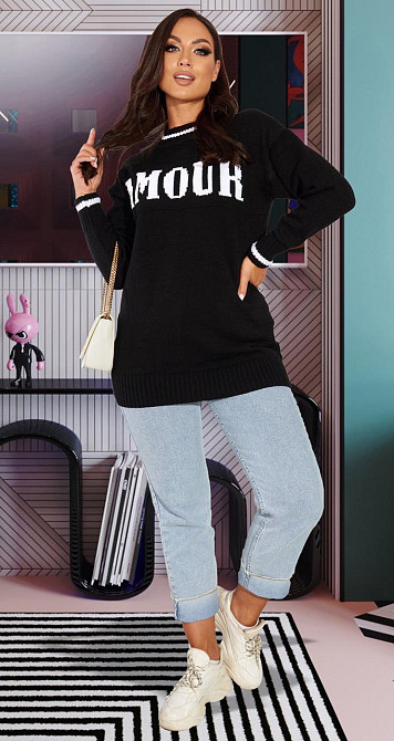 Светр туніка з написом (48-52) Київ - фото 2