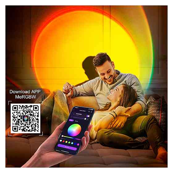 Лампа-проектор MeRGBW-Home багатоколірна RGB LED USB керування додатком і кнопкою 360° обертання штатив для спальні фото вечірок Київ