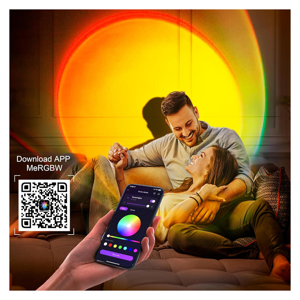 Лампа-проектор MeRGBW-Home багатоколірна RGB LED USB керування додатком і кнопкою 360° обертання штатив для спальні фото вечірок Київ - фото 5
