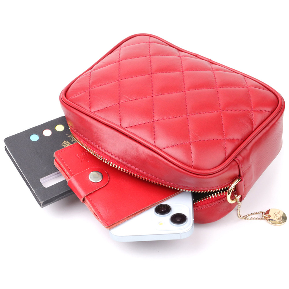 Стильная сумка в ромбы из натуральной кожи Tony Perotti 20838_1 (CA006-01DR dk red) Красный Киев - изображение 9