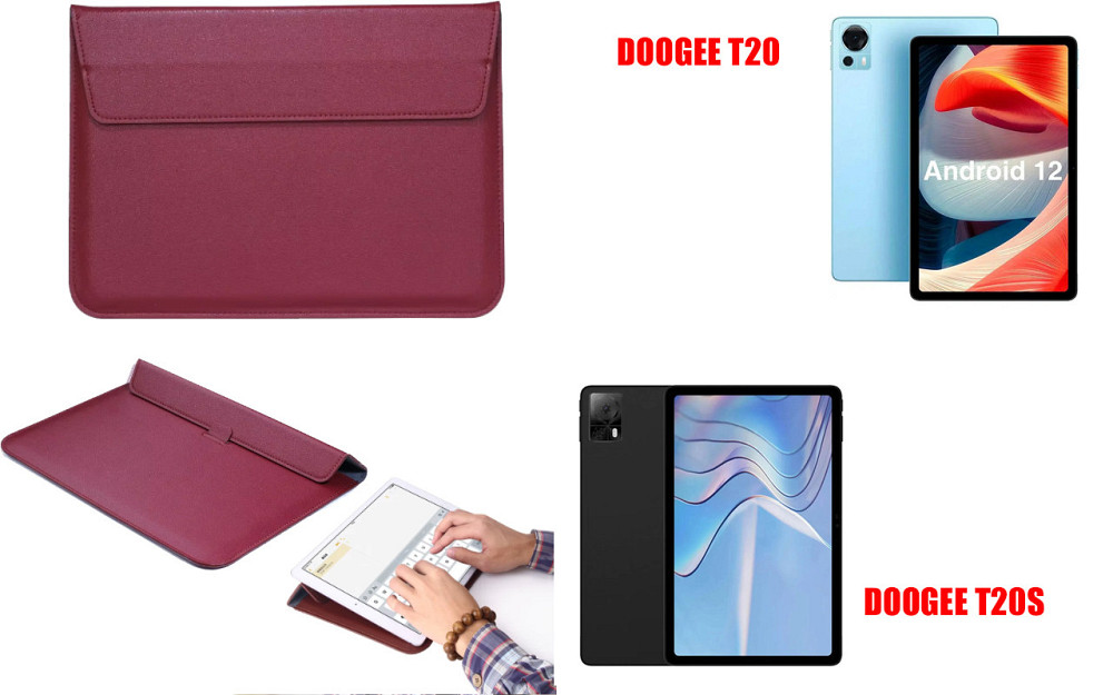 Чохол-конверт VitoCase для Doogee T20, з функцією підставки для планшета Чорний Бордовий Київ - фото 1