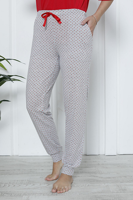 Женские пижамные штаны - серые в горошек Nicoletta 1117Ш Киев - изображение 1