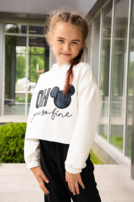 Костюм спортивний для дівчаток, молочний, двонитка, топ Крохатушка одяг Київ - фото 2