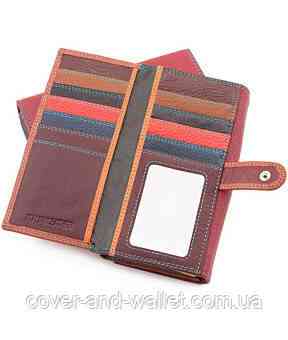 Женский бордовый кожаный кошелёк с визитницей ST Leather SB46 Киев