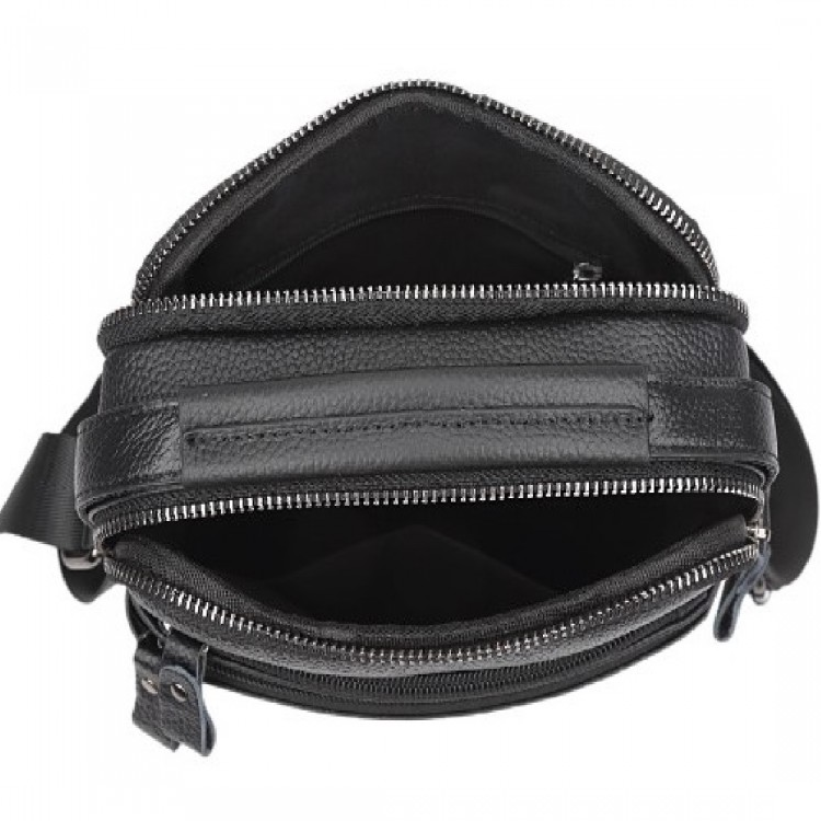 Шкіряна чоловіча сумка-барсетка 21х25х6, месенджер з ручкою Tiding Bag 73957 чорна Київ - фото 7