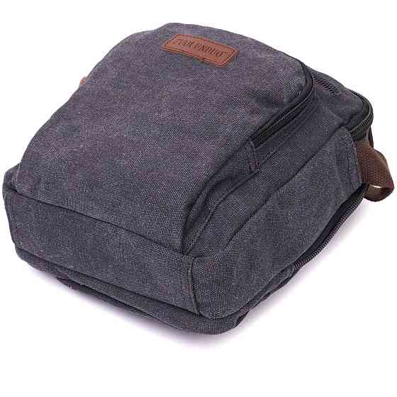 Функциональная вертикальная сумка для мужчин из текстиля Vintage 22237 Черный Киев