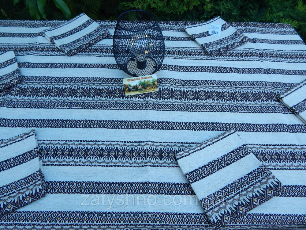 Кавова скатертина з сетами на льону 230×140 Київ - фото 5