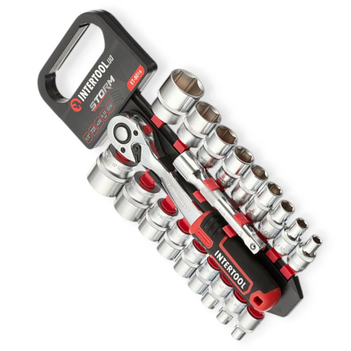 Набір головок 1/2" 20 шт, 8-32 мм з тріщ., подовжує. (планшет) Storm Мукачево - фото 1