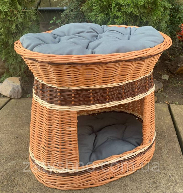 Лежак овальный для кошки, плетеный, с подушкой Киев - изображение 2