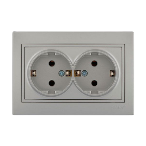MIRA сірий металік Розетка внутрішня 2-а із заземленням зі вставкою Лезард Житомир