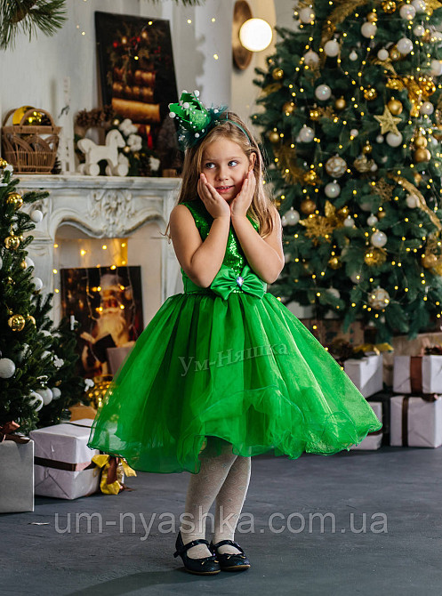 Зеленое пышное платье Весны, платье Цветочка, Ёлочка-Пайетки-Бантик Кривой Рог - изображение 1