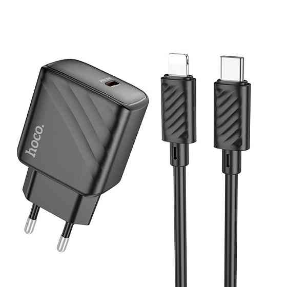 Мережевий зарядний пристрій з кабелем HOCO CS22A Value single port PD30W charger set(C to iP) Black Одеса