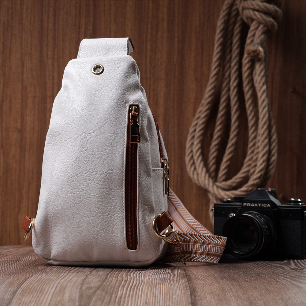 Женская сумка через плечо с отверстием для наушников из экокожи Vintage 22785 Белый Киев - изображение 10