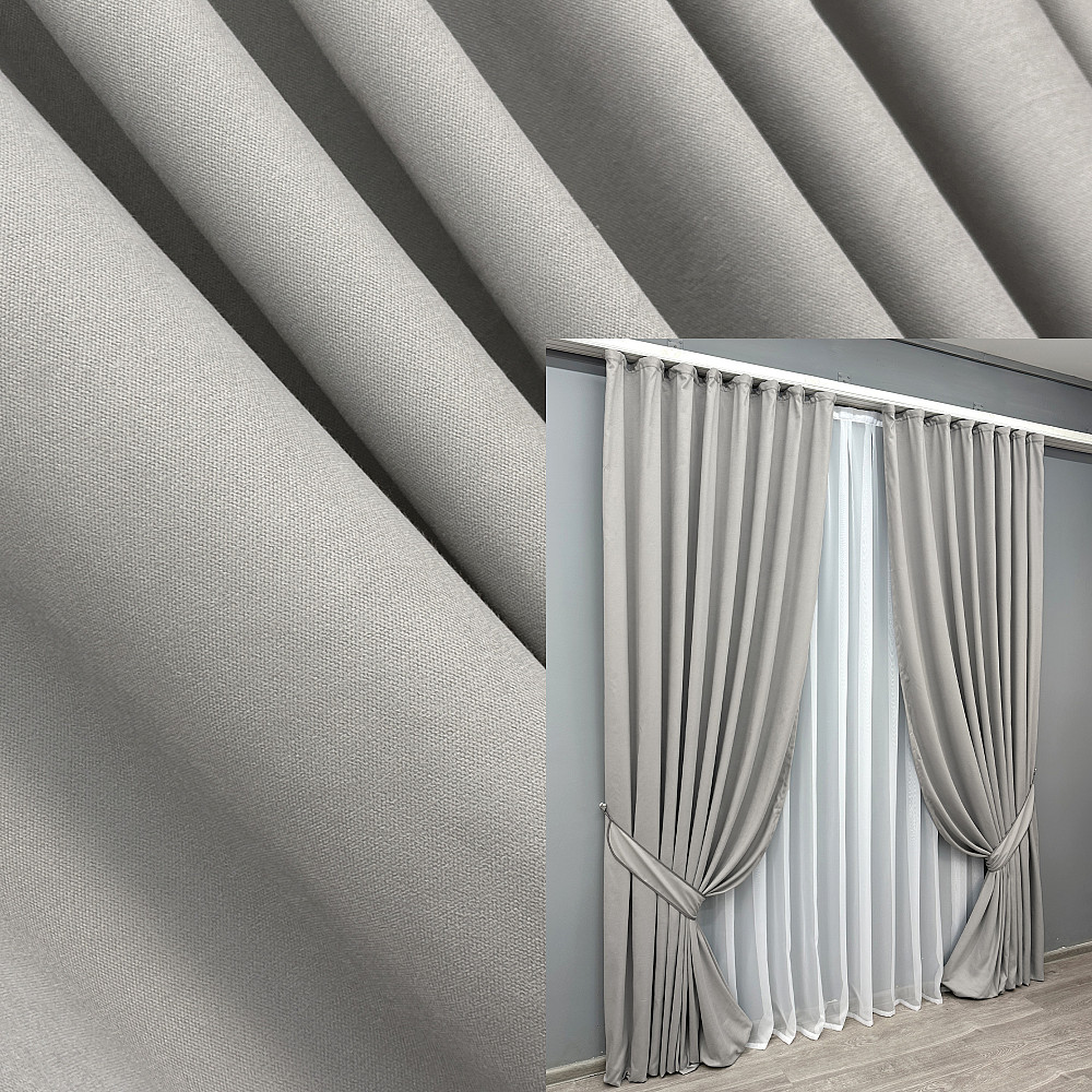 Комплект готовых штор VR-Textil Микровелюр Petek № 1832ш Светло-серый 150х270 см 2 шт (33-1000) Киев - изображение 1