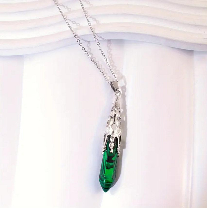 Кулон-маятник из натурального малахита, подвеска для балансировки чакр из малахита, размер 6 см. Киев - изображение 2