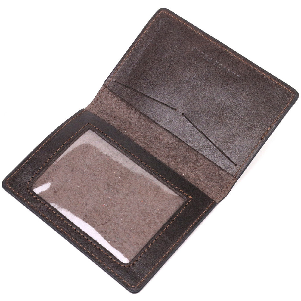 Обложка из глянцевой кожи на военный билет Тризуб ЗСУ GRANDE PELLE 16748 Коричневая Киев - изображение 5