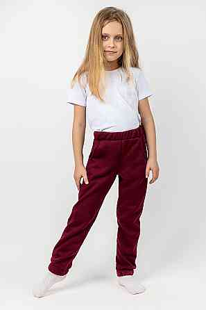 Брюки рост 110 см, теплые штаны с начесом спортивные детские и подростковые, бордовые, топ Крохатушка одяг Киев