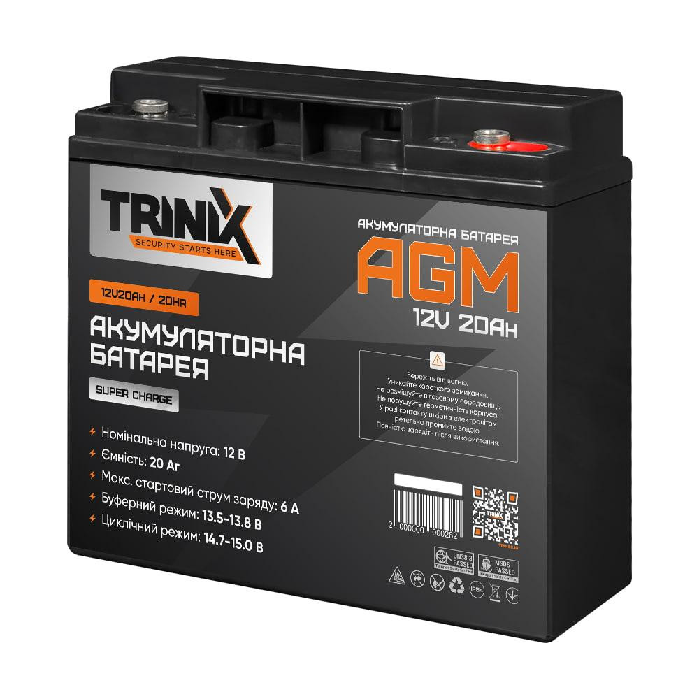 Акумуляторна батарея 12В 20Аг Trinix 12V20Ah/20Hr Super Charge AGM свинцево-кислотна (44-00049) Київ - фото 1