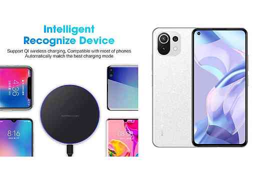 Бездротовий зарядний пристрій Copper до 30W для Samsung Galaxy Note 20, Galaxy Note 20 Ultra, USB-C, LED Київ