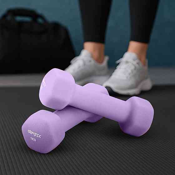 Гантелі для фітнесу неопренові Gymtek Hex 2х1кг лавандовий Київ