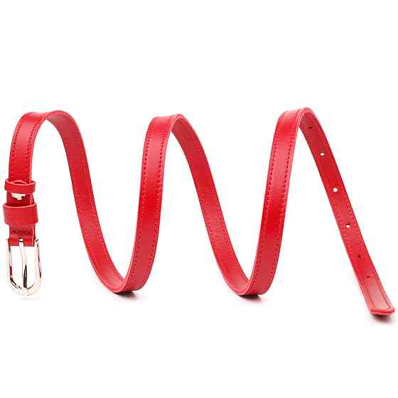 Вузький жіночий ремінь із натуральної шкіри Grande Pelle 21440 Червоний Київ