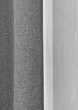 Комплект штор VR-Textil 100% блэкаут ASHEN NIGHT 100х270 2шт и Тюль 400х270 1851ш-1153т серый с белым 71-092/2 Киев