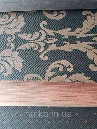 Текстильні шпалери на флізеліновій основі Cador Rasch Textil 086637 чорна основа зигзаги вензелі коричневі Київ