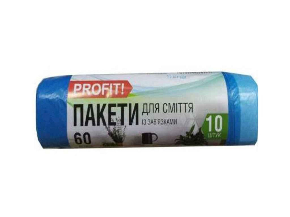 Пакети для смiття 10шт 60л із завязками ТМ Profit! Київ - фото 1