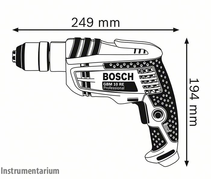 Професійна дриль електричний безударний Bosch Professional GBM 10 RE : 600 Вт, 2600 об/хв, Нм 20, діаметр свердла 1-10 мм Київ - фото 3