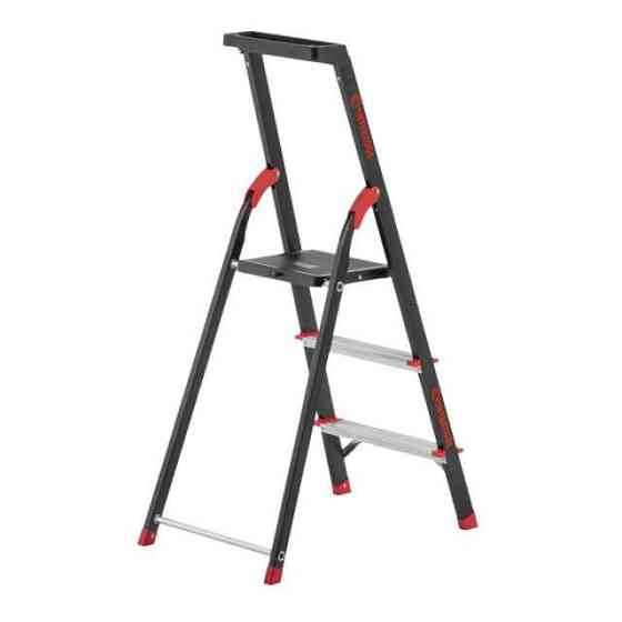 Драбина сталева, 3 сходинки, лоток для інвентарю, висота: 1132 мм, висота: висота до платформи: 630 мм, 150 кг INTERTOOL LT-0053 Київ