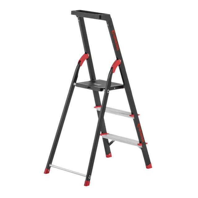 Драбина сталева, 3 сходинки, лоток для інвентарю, висота: 1132 мм, висота: висота до платформи: 630 мм, 150 кг INTERTOOL LT-0053 Київ - фото 2
