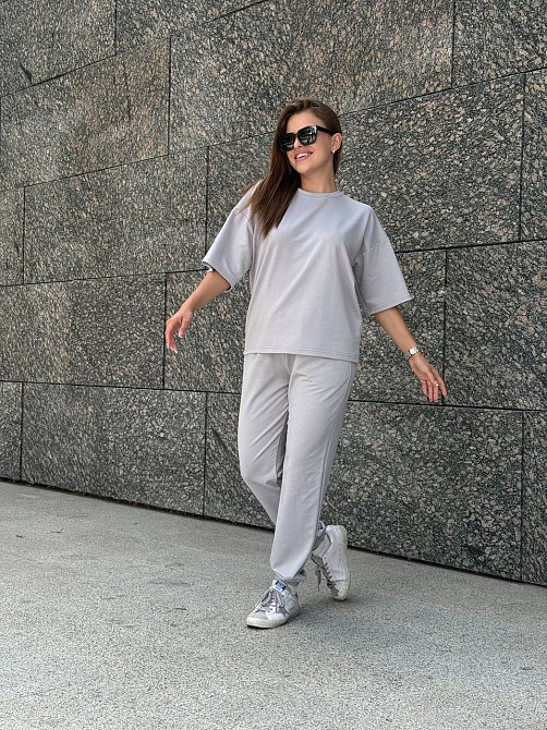 Спортивний костюм жіночий футболка і штани джогери Сірий XL-XXL Харків - фото 2