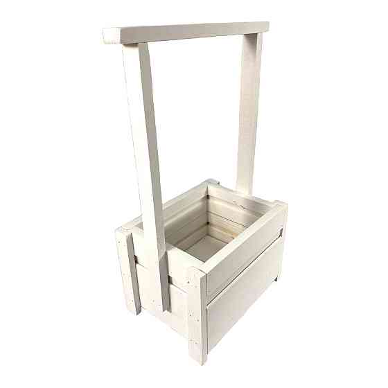 Ящик садовый декоративный для цветов или для хранения вещей из натурального дерева 20х14,5х38 см Белый Каменец-Подольский