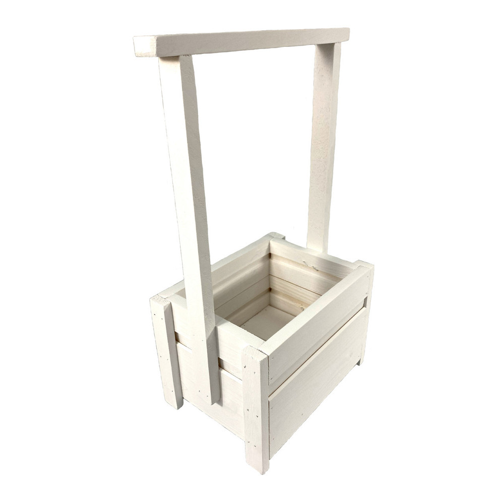 Ящик садовий декоративний для квітів або для зберігання речей з натурального дерева 20х14,5х38 см Білий Кам'янець-Подільський - фото 1