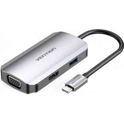Концентратор Vention USB3.1 Type-C --> HDMI/VGA/USB 3.0/PD 100W Hub 4-in-1 (TOAHB) Винница