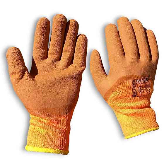 Рукавички захисні коричневі теплі з пінним покриттям для роботи в холодних умовах Харків