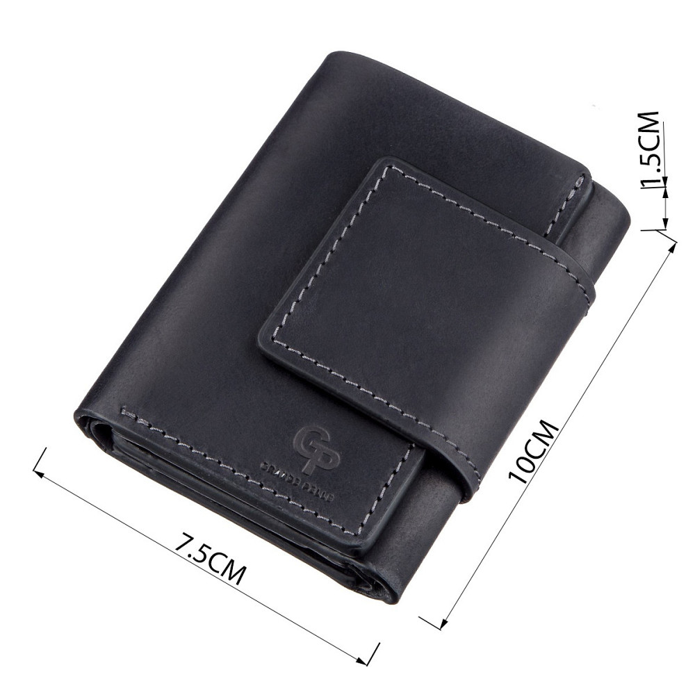 Суворе компактне портмоне унісекс на магніті Чорне (GRANDE PELLE) Київ - фото 1