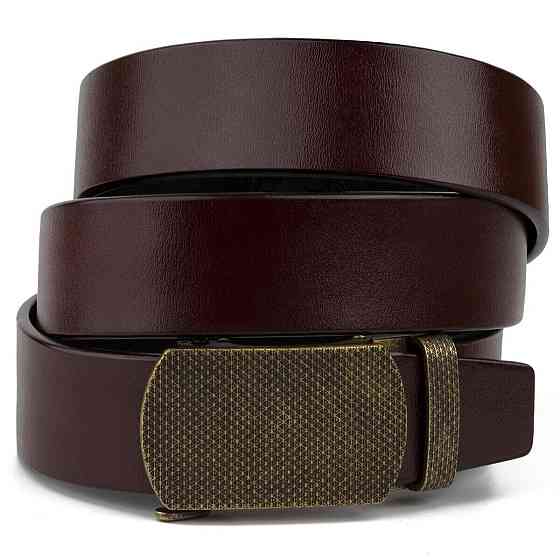 Ремень мужской с зернистой пряжкой автомат Vintage 20273 Коричневый Киев