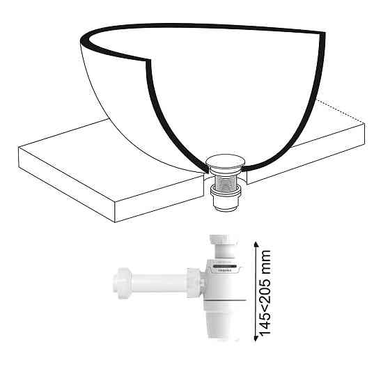 Сифон для раковини Neo Air 11⁄4" × Ø 32 мм з відведенням WIRQUIN (9541326) Київ
