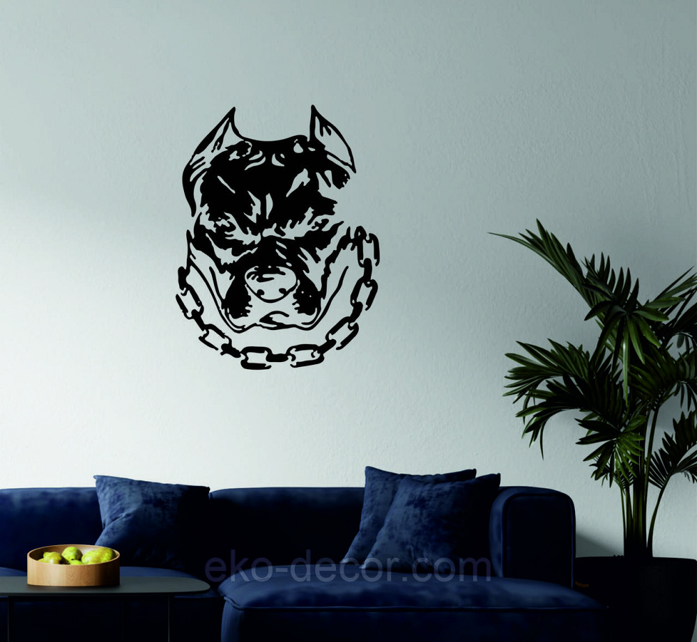 Декоративное настенное Панно «Питбуль», Декор на стену 90*69 см, Черный Киев - изображение 2