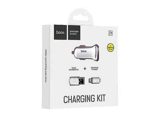 Автомобільний зарядний пристрій microUSB Hoco Z1 2.1A/2USB біле# ТМ HOCO Solmir Київ