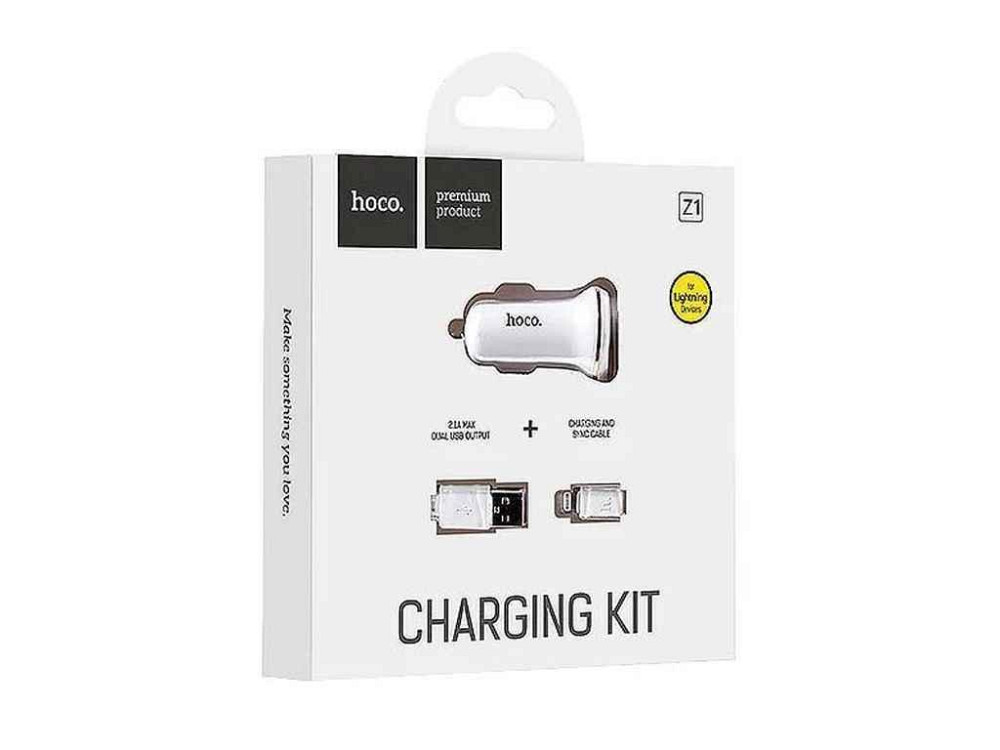 Автомобильное зарядное устройство microUSB Hoco Z1 2.1A/2USB белое# ТМ HOCO Solmir Киев - изображение 1