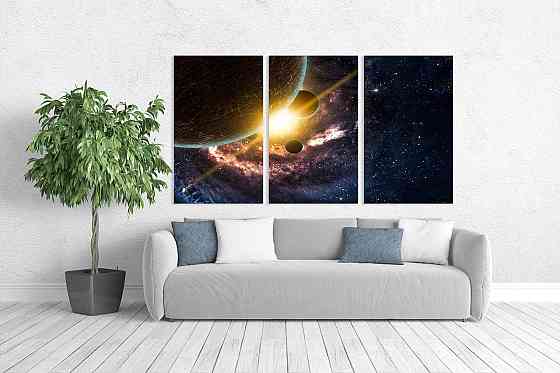 Модульная картина в гостиную / спальню Космос    ART-084_3A 70х130 см Киев