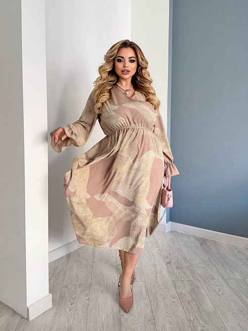 Жіноча елегантна романтична максіплаття софт Бежевий, 54/56 Одеса - фото 1