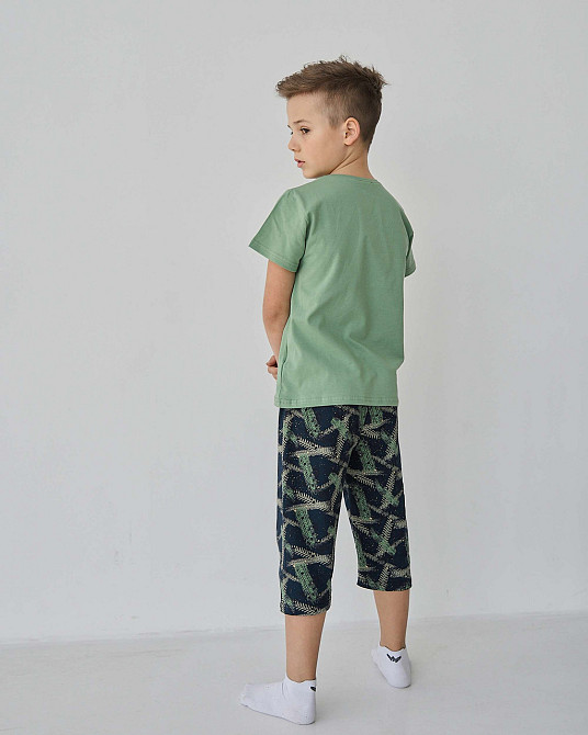 Подростковый комплект с шортами на мальчика Tom John - Мишка на серфе - Family look папа/сын 89900 10-11, Хаки Киев - изображение 2