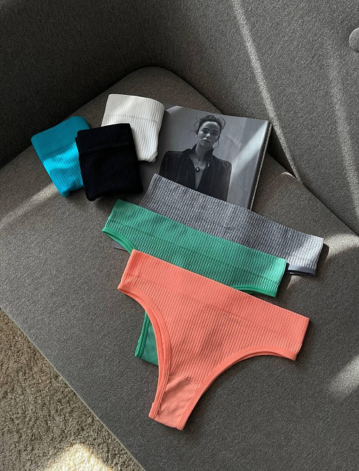 Набір з 6ти жіночих трусиків бразиліани в рубчик розмір one size різних кольорів Київ - фото 1