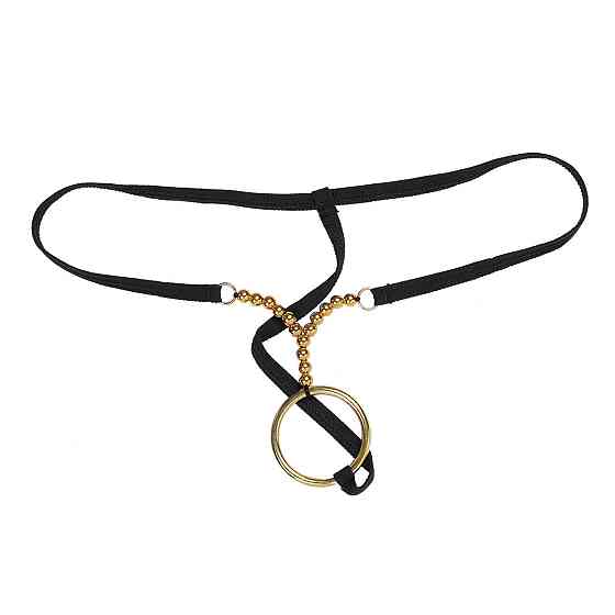 Мужские трусы стринги с кольцом универсальный черный Киев