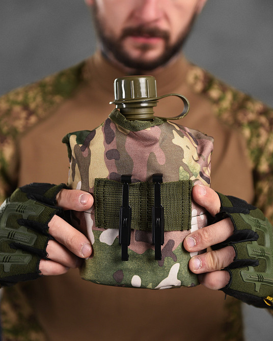 Фляга с котелком и подсумком для воды на 1 литр котелок алюминий фляга пищевой пластик с креплением Одесса - изображение 6