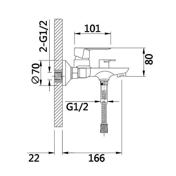 Змішувач для ванни Lidz Latwa 006 (з душовим гарнітуром) (k35) LDLAT006CRM45414 Chrome Київ