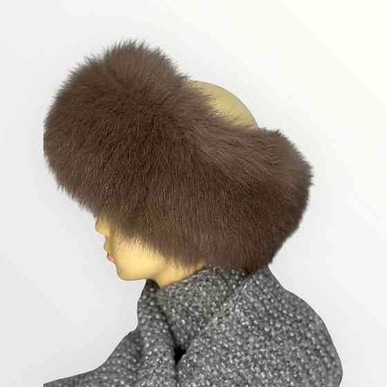 Хутряна пов'язка на голову жіноча з песця Коричневий Харків